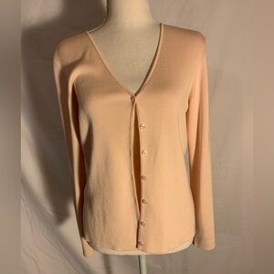 Ann Taylor Peachy Pink Silk Cotton Button-Up Cardigan